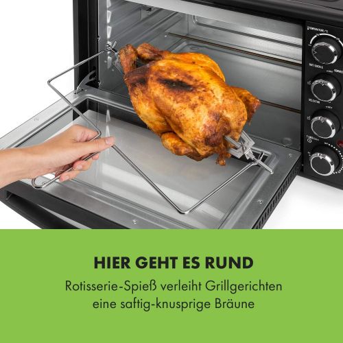  Klarstein Masterchef 60 - Backofen, Mini-Backofen, Grill, Drehspiessfunktion, 60 Liter, 2500 Watt Leistung, 6 Heizelemente, 100-230° C Temperatur, Oberhitze, Unterhitze, Timer, weiss