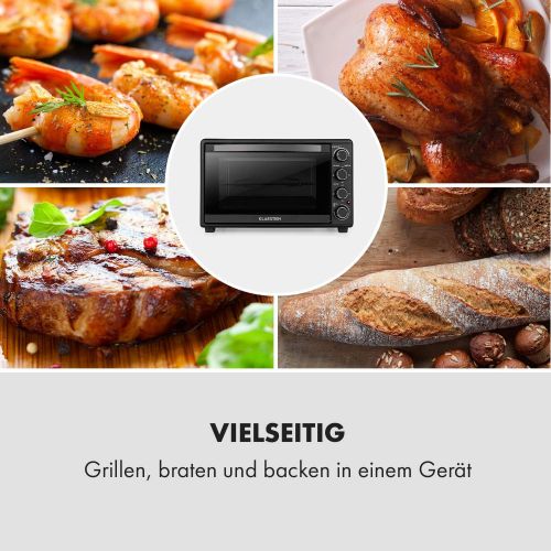  Klarstein Masterchef 60 - Backofen, Mini-Backofen, Grill, Drehspiessfunktion, 60 Liter, 2500 Watt Leistung, 6 Heizelemente, 100-230° C Temperatur, Oberhitze, Unterhitze, Timer, weiss