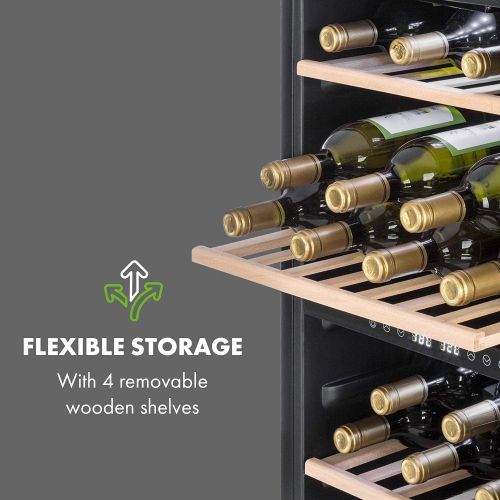  Klarstein Vinovista Picollo - Weinkuehlschrank, Getrankekuehlschrank, 24 Liter, 8 Flaschen, 3 Regaleinschuebe, LED-Beleuchtung, gerauscharm, regelbare Temperatur von 8°-18°C, schwarz-