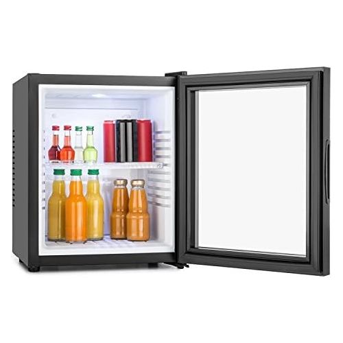  Klarstein MKS-13 - Minibar, Mini-Kuehlschrank, Getrankekuehlschrank, 32 Liter, geringer Energieverbrauch, leiser Betrieb, 1 Regaleinschub, hoehenverstellbar, Glastuer, schwarz