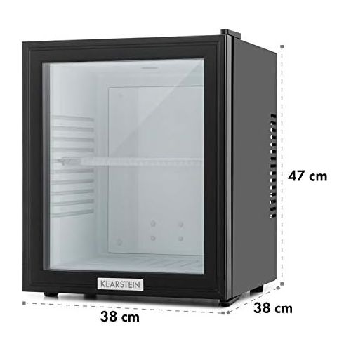  Klarstein MKS-12 - Minibar, Mini-Kuehlschrank, Getrankekuehlschrank, A, 24 Liter, geringer Energieverbrauch, ca. 38 x 47 x 38 cm (BxHxT), 30 dB leiser Betrieb, schwarz