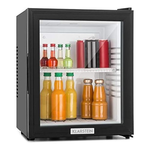  Klarstein MKS-12 - Minibar, Mini-Kuehlschrank, Getrankekuehlschrank, A, 24 Liter, geringer Energieverbrauch, ca. 38 x 47 x 38 cm (BxHxT), 30 dB leiser Betrieb, schwarz