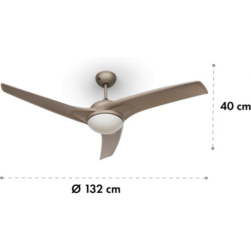  KLARSTEIN Figo Deckenventilator - Durchmesser: 52 (132 cm), Leistung: 55 Watt, Deckenlampe 2 x 42 Watt, Fernbedienung, schwarz