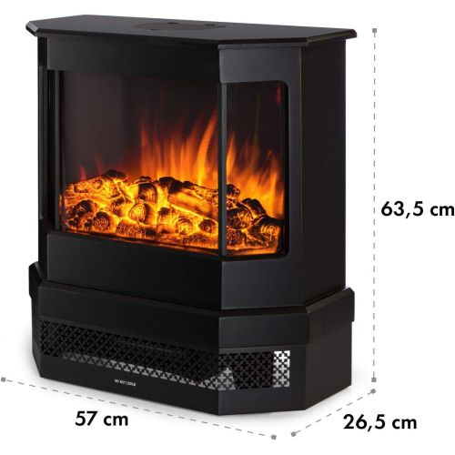  KLARSTEIN Klarstein Castillo - elektrischer Kamin, Kaminofen, Flammensimulation, 1000 W oder 2000 W, Halogen-Beleuchtung, UEberhitzungsschutz, bis 40 m², Metallgehause, schwarz