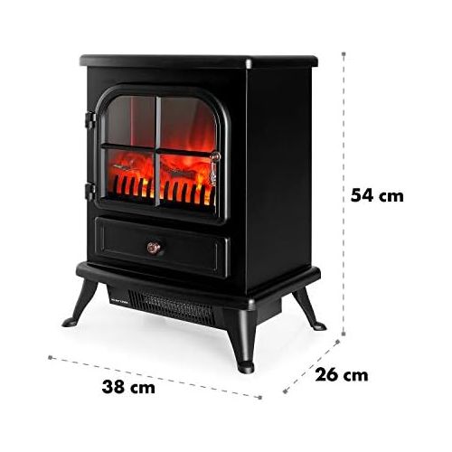  Klarstein St. Moritz - elektrischer Kamin, Kaminofen, Flammensimulation, 1800 Watt Leistung, Heizleistung stufenlos regelbar, gerauscharm, schwarz