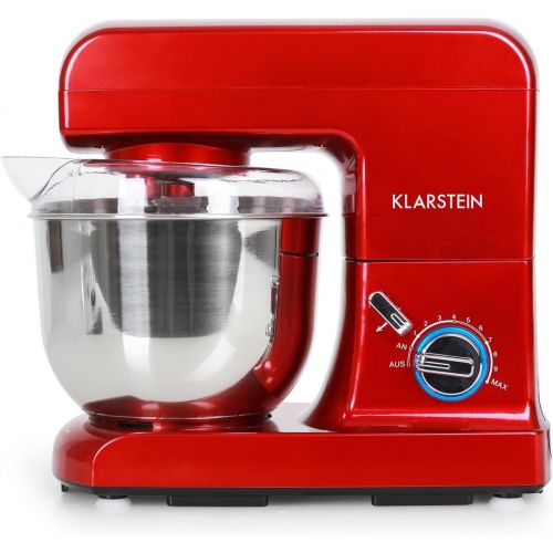  Klarstein Gracia Rossa - Kuechenmaschine, Ruehrmaschine, Knetmaschine, 1000 W, 1,3 PS, 5 Liter, planetarisches Ruehrsystem, Schnellspannsystem, rot