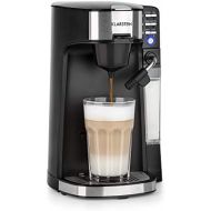 Klarstein Baristomat Heissgetrankeautomat mit integriertem Milchaufschaumer- 2-in-1 Kaffee-Maschine, 350 ml Milchbehalter, zwei Bruehgruppen, fuer Kaffee, Tee, Cappuccino & Latte Macc