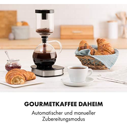  KLARSTEIN Drop Siphon-Kaffeemaschine Kaffeezubereiter (500 Watt, 360° Basis, LCD-Display, Touchbedienung, automatischer und manueller Zubereitungsmodus) schwarz