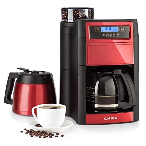  Klarstein Aromatica II Duo Kaffeemaschine mit Mahlwerk - Filter-Kaffeemaschine, 1000 Watt, 1.25 Liter Glaskanne, 1.25 Liter Thermoskanne, Timer, inkl. Permanent- und Aktivkohle Fil