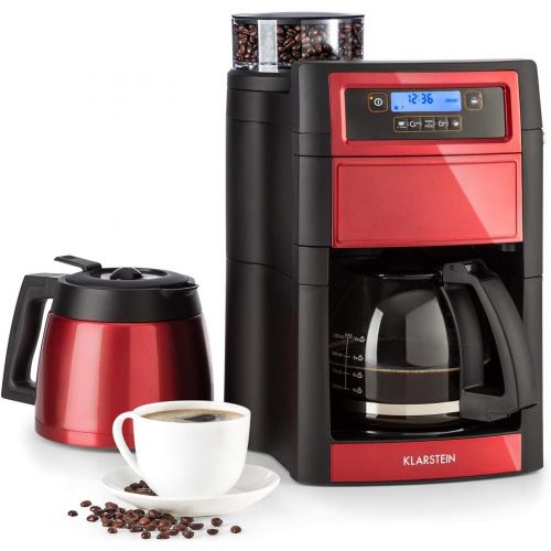  Klarstein Aromatica II Duo Kaffeemaschine mit Mahlwerk - Filter-Kaffeemaschine, 1000 Watt, 1.25 Liter Glaskanne, 1.25 Liter Thermoskanne, Timer, inkl. Permanent- und Aktivkohle Fil