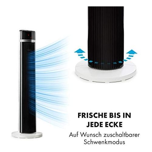  Klarstein IceTower Turmventilator - 3 Geschwindigkeitsstufen, 3 Modi: normal, natural und sleep, LED-Display, Schwenkmodus, 7h-Timer, sicherer Stand, leiser Motor, Fernbedienung, w