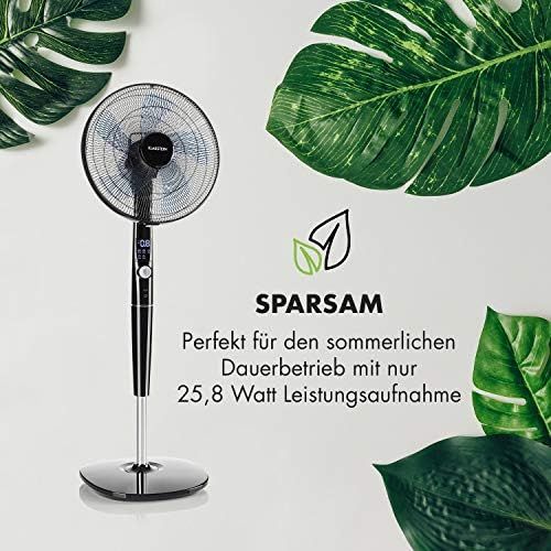  Klarstein Silent Storm 2019 Edition Standventilator mit Fernbedienung (32 db min./59 db max,Raume bis 80 m³ (~30 m²), 35 Watt, 12 Geschwindigkeiten, 5-Blatt-Rotor, 41cm Durchmesser