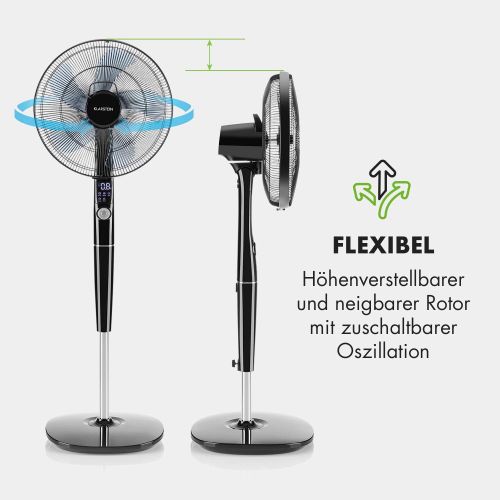  Klarstein Silent Storm 2019 Edition Standventilator mit Fernbedienung (32 db min./59 db max,Raume bis 80 m³ (~30 m²), 35 Watt, 12 Geschwindigkeiten, 5-Blatt-Rotor, 41cm Durchmesser