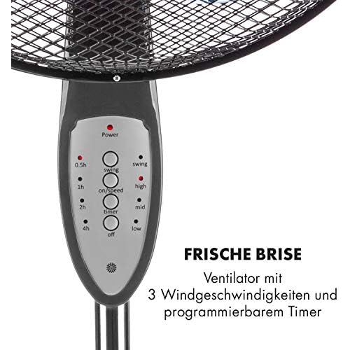  Klarstein Summerjam Standventilator Standluefter (5 Rotorblatter, Oszillationsfunktion, 50 Watt, 3 Stufen, Timer, Schutzgitter, Fernbedienung) schwarz