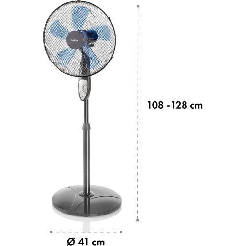  Klarstein Summerjam Standventilator Standluefter (5 Rotorblatter, Oszillationsfunktion, 50 Watt, 3 Stufen, Timer, Schutzgitter, Fernbedienung) schwarz