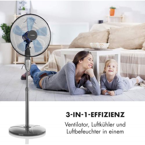  Klarstein Summerjam Standventilator Standluefter (5 Rotorblatter, Oszillationsfunktion, 50 Watt, 3 Stufen, Timer, Schutzgitter, Fernbedienung) schwarz