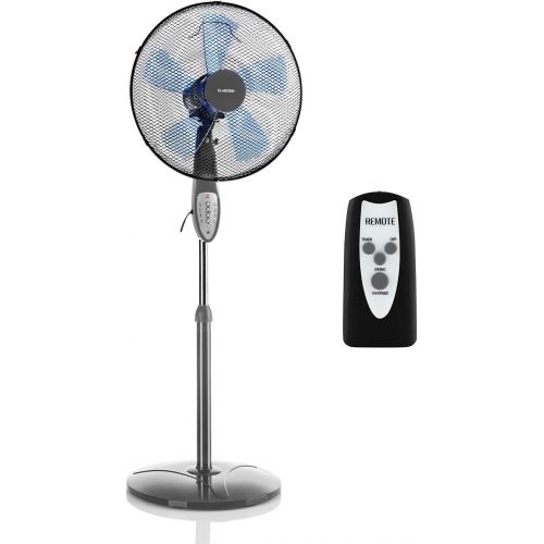  Klarstein Summerjam Standventilator Standluefter (5 Rotorblatter, Oszillationsfunktion, 50 Watt, 3 Stufen, Timer, Schutzgitter, Fernbedienung) schwarz