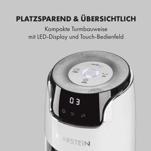  Klarstein Empire State - Saulenventilator, Turmventilator, 3 Ventilationsmodi, 45° Oszillation, Nachtmodus, Timer, nur 45 Watt, Timer, Transportgriff, Hoehe: 110 cm, Fernbedienung,