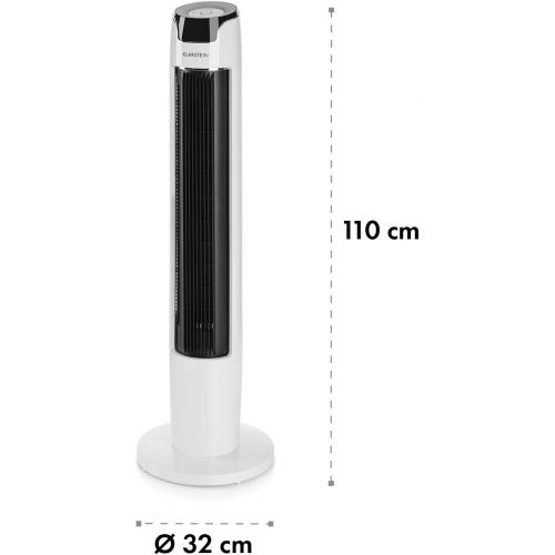  Klarstein Empire State - Saulenventilator, Turmventilator, 3 Ventilationsmodi, 45° Oszillation, Nachtmodus, Timer, nur 45 Watt, Timer, Transportgriff, Hoehe: 110 cm, Fernbedienung,