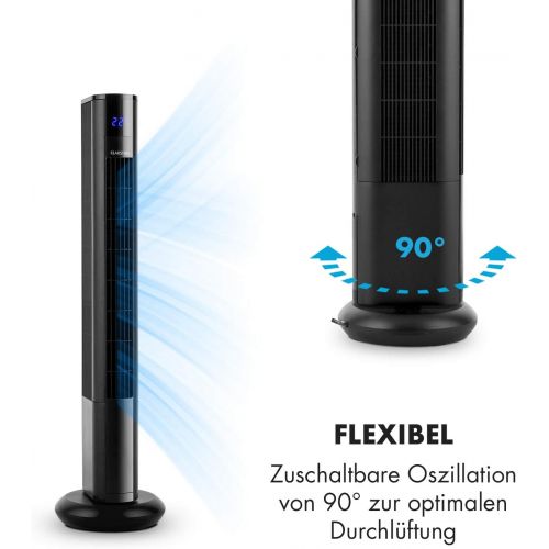  Klarstein Skyscraper 3G 2019 Edition - platzsparender Turmventilator, Saulenventilator, Oszillationsfunktion, 3 Betriebsmodi, 50 Watt, Touch-Bedienfeld, Temperaturanzeige, Timer, s