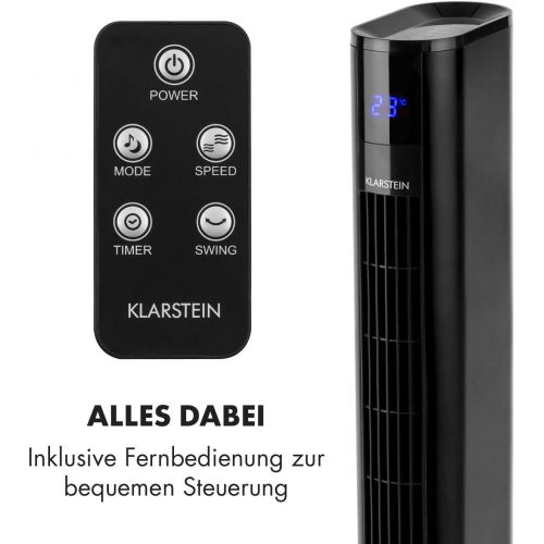  Klarstein Skyscraper 3G 2019 Edition - platzsparender Turmventilator, Saulenventilator, Oszillationsfunktion, 3 Betriebsmodi, 50 Watt, Touch-Bedienfeld, Temperaturanzeige, Timer, s