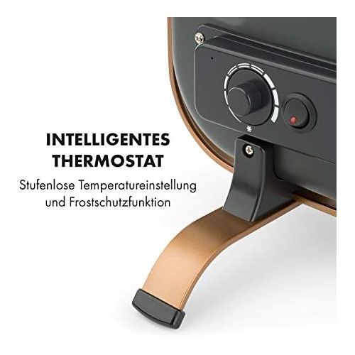  Klarstein HeatPal Marble Blackline Infrarot-Heizung mit Thermostat - mobiles Heizgerat, Standheizgerat, 1300 Watt, Raume bis 30 m², Warmespeicherfunktion, Marmorplatte, kupferfarbe