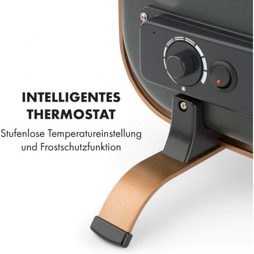  Klarstein HeatPal Marble Blackline Infrarot-Heizung mit Thermostat - mobiles Heizgerat, Standheizgerat, 1300 Watt, Raume bis 30 m², Warmespeicherfunktion, Marmorplatte, kupferfarbe