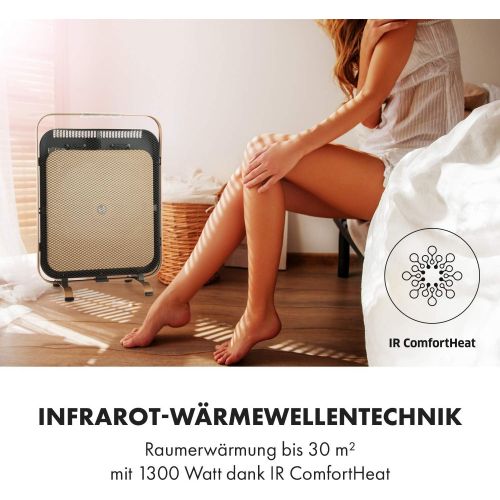  Klarstein HeatPal Marble Blackline Infrarot-Heizung mit Thermostat - mobiles Heizgerat, Standheizgerat, 1300 Watt, Raume bis 30 m², Warmespeicherfunktion, Marmorplatte, kupferfarbe