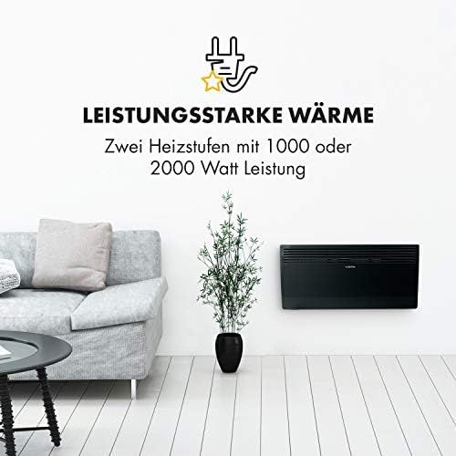  Klarstein Hot Spot Slimcurve Heizgerat - Elektroheizung mit Thermostat, 80 x 40 cm, Raume bis 40 m², 2000 Watt, 5-40 °C, LED, Timer, IP24, Wandmontage geeignet, weiss