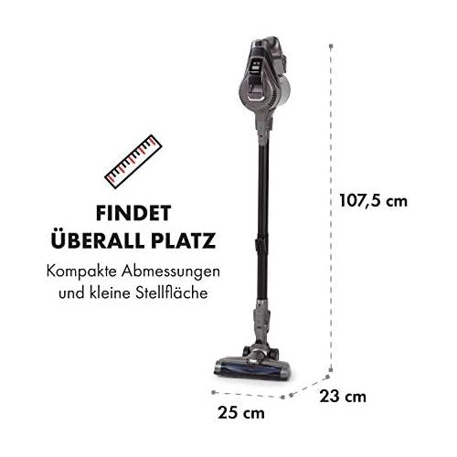  Klarstein Cleanbutler 3G Turbo Akku-Staubsauger - Zyklon-Staubsauger, beutelloser Bodenstaubsauger, Bodenduese mit LED-Licht, 0,7 Liter Behalter, allergikergeeignet, HEPA13, anthraz