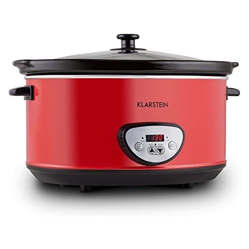  Klarstein Bankett - Slow Cooker, Schongarer, 6,5 Liter, 320 Watt Heizelement, Einstellbarer Timer, Bedienfeld mit Digitalanzeige, Keramik-Innentopf, Glasdeckel, Warmhaltefunktion,