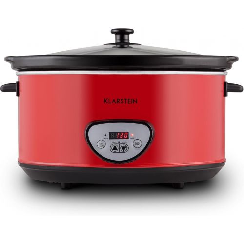  Klarstein Bankett - Slow Cooker, Schongarer, 6,5 Liter, 320 Watt Heizelement, Einstellbarer Timer, Bedienfeld mit Digitalanzeige, Keramik-Innentopf, Glasdeckel, Warmhaltefunktion,