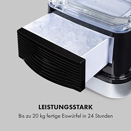  Klarstein Kristall XL Eiswuerfelmaschine, Klareis, Eiswuerfelbereiter, Kristalleis, Eismaschine, 2 Groessen wahlbar, 2,5 Liter Wassertank, entnehmbar, 600 Gramm Eiswuerfelbehalter, entn