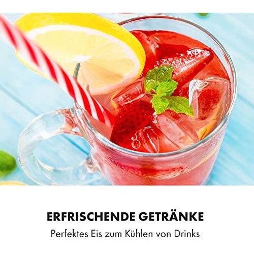  Klarstein Kristall XL Eiswuerfelmaschine, Klareis, Eiswuerfelbereiter, Kristalleis, Eismaschine, 2 Groessen wahlbar, 2,5 Liter Wassertank, entnehmbar, 600 Gramm Eiswuerfelbehalter, entn