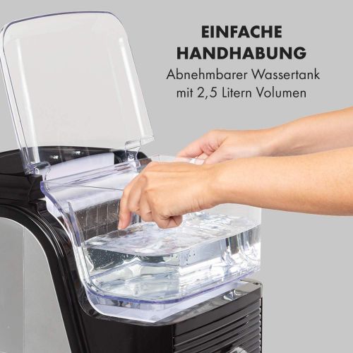  Klarstein Kristall XL Eiswuerfelmaschine, Klareis, Eiswuerfelbereiter, Kristalleis, Eismaschine, 2 Groessen wahlbar, 2,5 Liter Wassertank, entnehmbar, 600 Gramm Eiswuerfelbehalter, entn