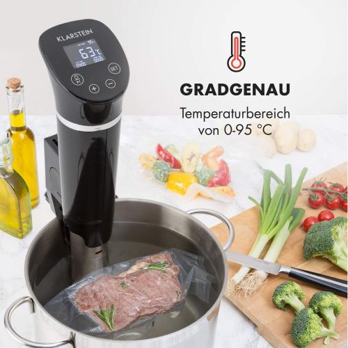  Klarstein Quickstick Flex - Sous-Vide Garer, Prazisionskochtopf, Schongarer, 1300 Watt, Timerfunktion, 3D Circulating, 0-95 °C, LCD Touch-Display, IPX7 wasserdicht, bis 20 Liter, s