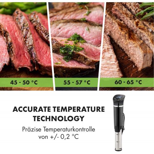  Klarstein Quickstick Flex - Sous-Vide Garer, Prazisionskochtopf, Schongarer, 1300 Watt, Timerfunktion, 3D Circulating, 0-95 °C, LCD Touch-Display, IPX7 wasserdicht, bis 20 Liter, s