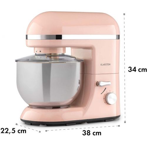  [아마존베스트]Klarstein Bella Elegance Food Processor Mixer, 1300 W / 1.7 HP in 6 Power Levels with Pulse Function, Planetary Mixing System, 5 L Stainless Steel Bowl, 3 Pieces, Silver Appliques,