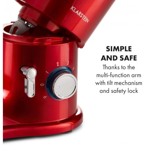  [아마존베스트]Klarstein Delfino Food Processor Mixer, 1800 Watt in 6 Power Levels with Pulse Function, Planetary Mixing System, 7 L Stainless Steel Bowl, 3-Piece Accessories: Stirring & Dough Ho