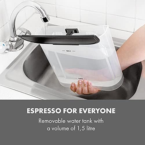  [아마존베스트]Klarstein Arabica Espresso Machine - 1050 Watt, 15 Bar, 1.5 Litre Water Tank, LED Digital Display, Washable Drip Grid, Movable Frothing Nozzle, Removable Water Tank, Stainless Stee