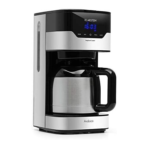  [아마존베스트]Klarstein Arabica Coffee Machine with Filter - Filter Coffee Machine, 800 Watt, EasyTouch Control, 1.2 L, up to 12 Cups, Includes Permanent Filter, Silver/Black