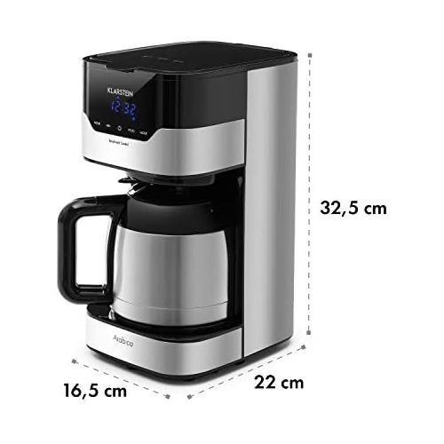  [아마존베스트]Klarstein Arabica Coffee Machine with Filter - Filter Coffee Machine, 800 Watt, EasyTouch Control, 1.2 L, up to 12 Cups, Includes Permanent Filter, Silver/Black