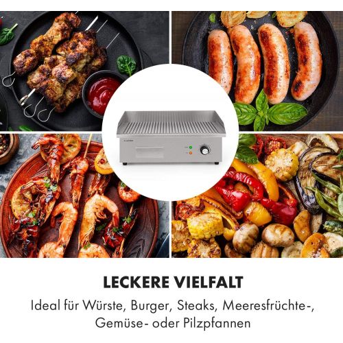  [아마존베스트]Klarstein Grillmeile Pro Cast Iron Grill Plate Electric Professional Electric Grill with Splash Guard and Grease Catcher