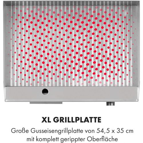  [아마존베스트]Klarstein Grillmeile Pro Cast Iron Grill Plate Electric Professional Electric Grill with Splash Guard and Grease Catcher