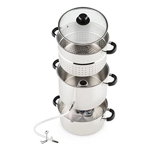  [아마존베스트]Klarstein Applebee Electric Steam Juicer, Stainless Steel Fruit Juicer, 1500 W Strong Heating Element, Built-in 1500 W, 8 L Volume, Diameter 25 cm, Cool Touch Handles, Includes Acc