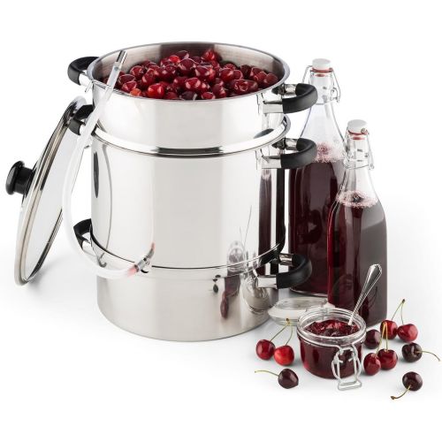  [아마존베스트]Klarstein Applebee Electric Steam Juicer, Stainless Steel Fruit Juicer, 1500 W Strong Heating Element, Built-in 1500 W, 8 L Volume, Diameter 25 cm, Cool Touch Handles, Includes Acc