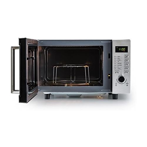  [아마존베스트]Klarstein Steelwave Microwave Oven with Grill, Combination Device, Mounting Frame, 800 W Microwave Power, 1000 W Grill Power, 23 Litre Cooking Space, LCD Display, Timer, Silver