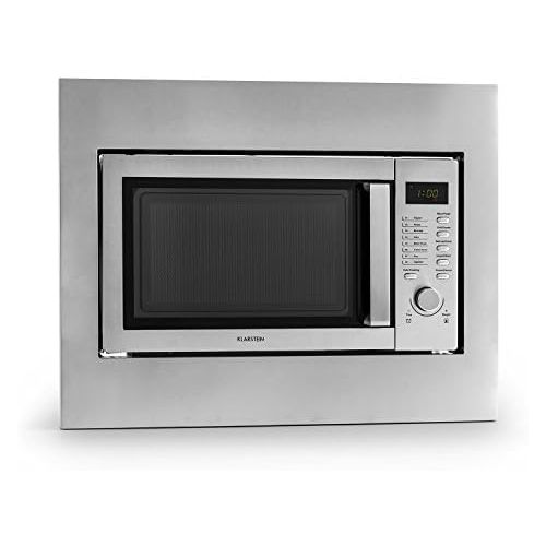  [아마존베스트]Klarstein Steelwave Microwave Oven with Grill, Combination Device, Mounting Frame, 800 W Microwave Power, 1000 W Grill Power, 23 Litre Cooking Space, LCD Display, Timer, Silver