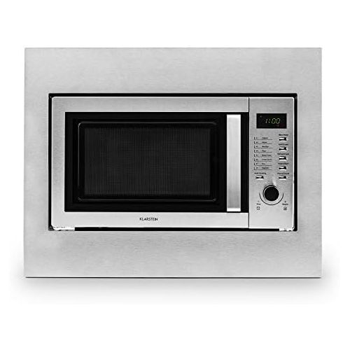  [아마존베스트]Klarstein Steelwave Microwave Oven with Grill, Combination Device, Mounting Frame, 800 W Microwave Power, 1000 W Grill Power, 23 Litre Cooking Space, LCD Display, Timer, Silver