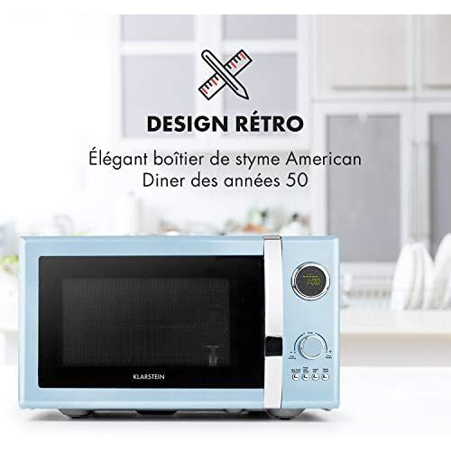  [아마존베스트]Klarstein Fine Dinesty Microwave, Microwave Oven with Grill, Retro Metal Housing, 23L Cooking Space, 800W Microwave Power, 1000W Grill Power, Timer, 12 Programmes, 3 Defrosting Pro